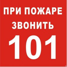 Знак самоклеющийся фотолюминесцентный "При пожаре звонить 101"